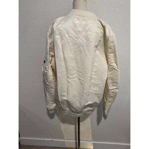 Alpha Industries MA-1 Bomber Jacket Cream Military USA Flag Patch Men XL